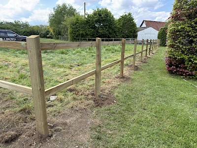 post and rail paddock fencing installed in wymondham