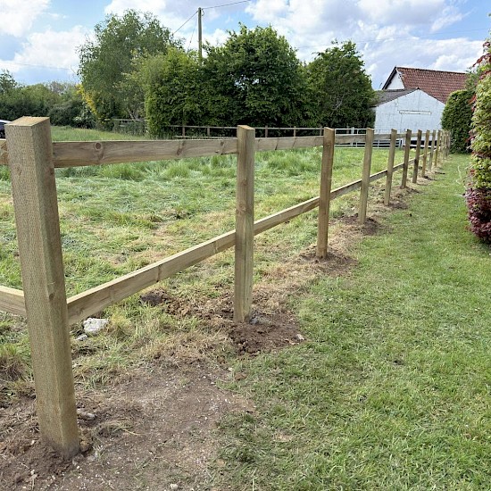 post and rail paddock fencing installed in wymondham