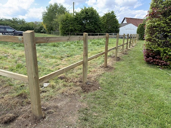 post and rail paddock fencing installed in wymondham