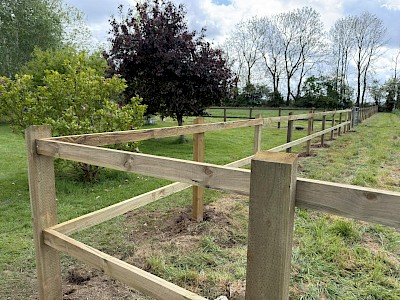 post and rail paddock fencing installed in wymondham