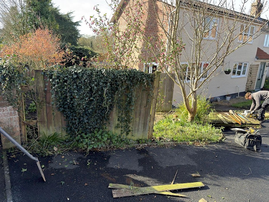 before a fence repair in bungay